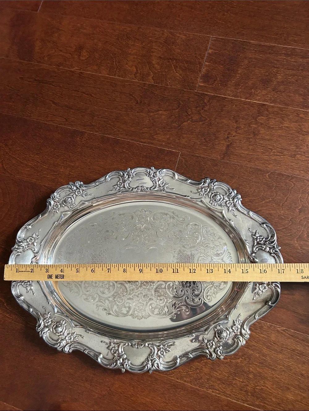 Large Vintage Towle Ornate Silver Plate Oval Serving Plater, Castlecore